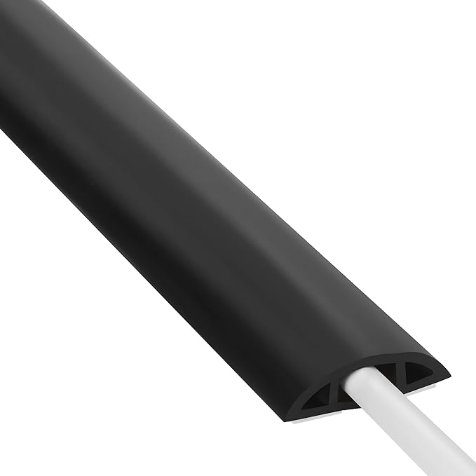 Floor Cord Cover 10ft, Cord Hider Floor Black, Floor Cable Management Prevent Cable Trips, Floor Cable Cover Wire Covers for Electric Power Cords, Cord Protector Cord Cavity W0.47in x H0.28in