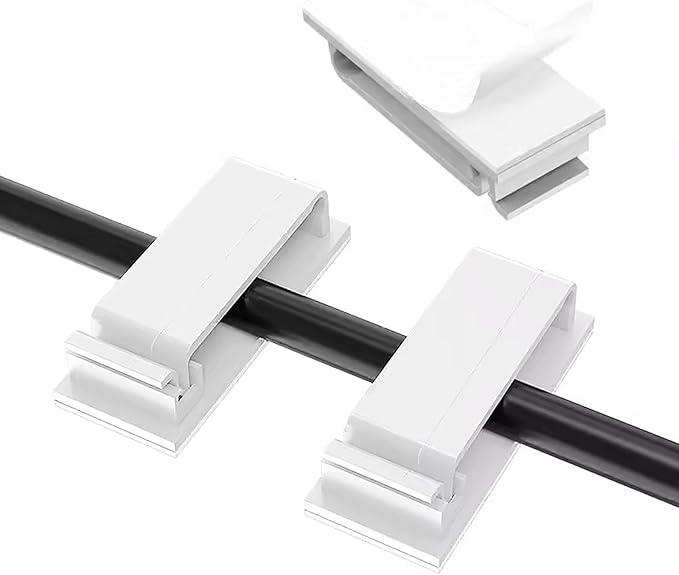 Adhesive Cable Clips Holder, Outdoor Light Clips, White Cord Wire Clips, Sturdy Nylon Cord Wall Finisher Wire Clamp for Home, Car, Office Desk Wire Management (White, XL-80 PCS)