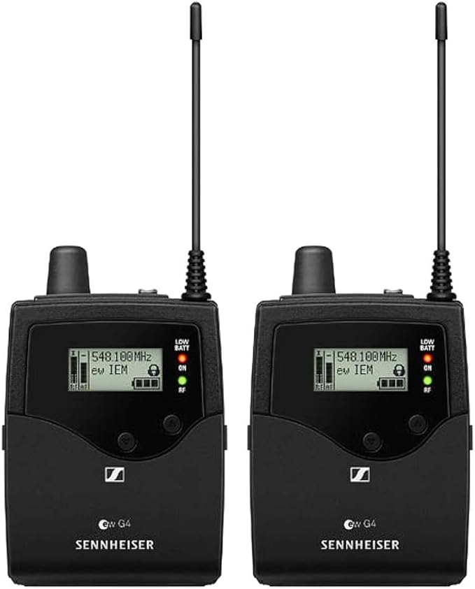 Liquid Audio Sennheiser ew IEM G4-Twin-A Wireless in-Ear Monitoring System Bundle w/Pig Hog PHM10 8mm Mic Cable, 4-Pack Blucoil AA Batteries Polishing Cloth