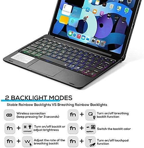 Touchpad Keyboard Case for iPad (A16) 11th Gen 2025/iPad 10th Generation 2022, Backlit Trackpad Keyboard Folio Smart 360° Rotatable Stand Cover with Pencil Holder, Rose Gold