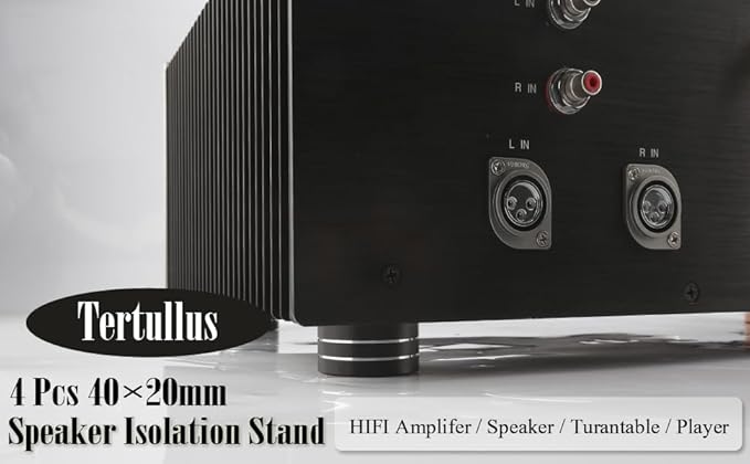 Tertullus 4 Pcs HiFi Speaker Isolation Feet 40x20mm Aluminum Speaker Spike Pad for Turntable, Subwoofers, Amplifier, HiFi Devices, Dac, Recorder, Cd (Black)