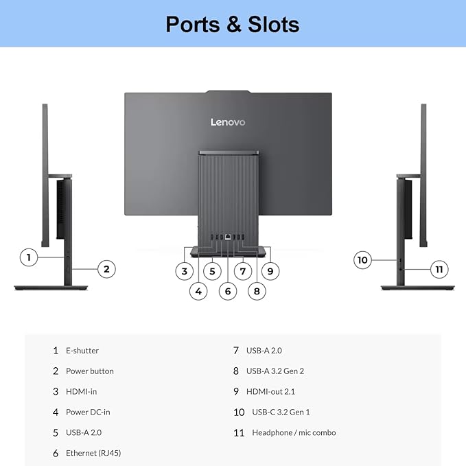Lenovo 2024 IdeaCentre I Business All-in-One, 27" FHD Touchscreen 100Hz, Intel Core i5-13420H, 32GB DDR5 RAM, 2TB SSD, Wireless Charging Base, Wireless KB & Mouse, Wi-Fi 6, Windows 11 Pro, Grey