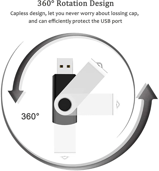 3 Pack 64GB USB Flash Drive with Type C Adapter and Storage Box USB 2.0 High Speed Metal Pen Drive 360° Rotatable Storage Memory Stick for Phone/Pad/PC/Laptop/Android - Black(3-Pack 64GB)