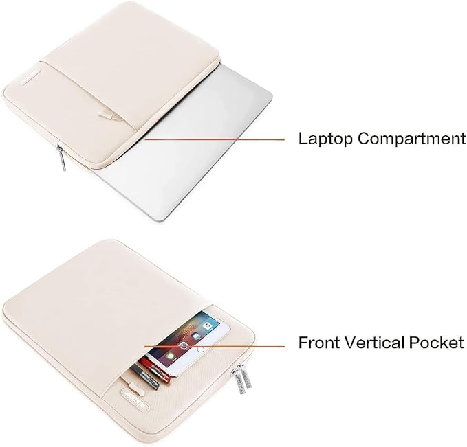 MOSISO Laptop Case 15 inch, 15 inch Laptop Sleeve Compatible with MacBook Air 15 M4 A3241 M3 A3114 M2 A2941 2025 2024 2023,Dell XPS 15,Polyester Vertical Computer Sleeve Bag with Pocket, Sand