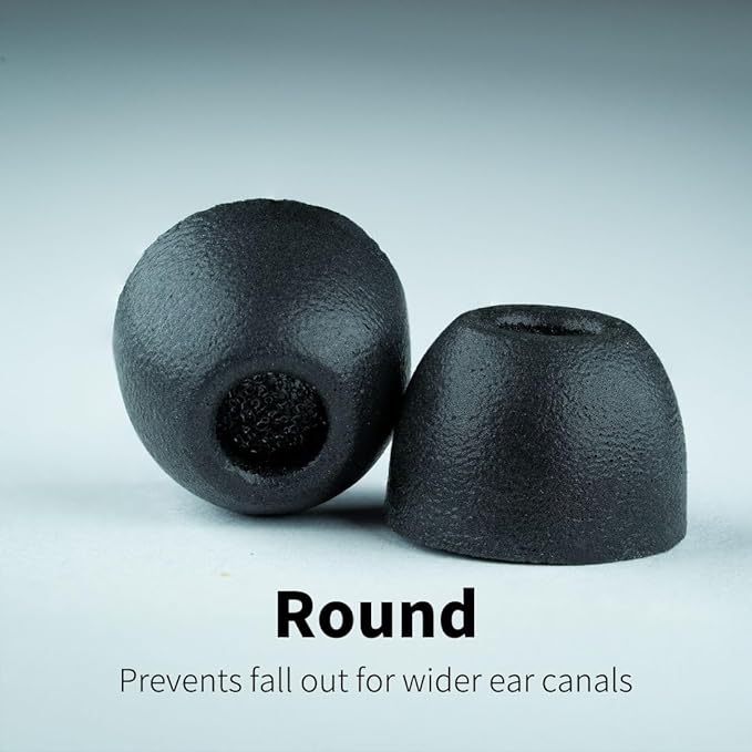 Comply 500 Core Series | Memory Foam Replacement IEM Ear Tips for KZ, Moondrop, FiiO Sennheiser & More | Superior Noise Isolation, Ultimate Comfort, Secure Fit | Round, Black, Small (3 Pairs)