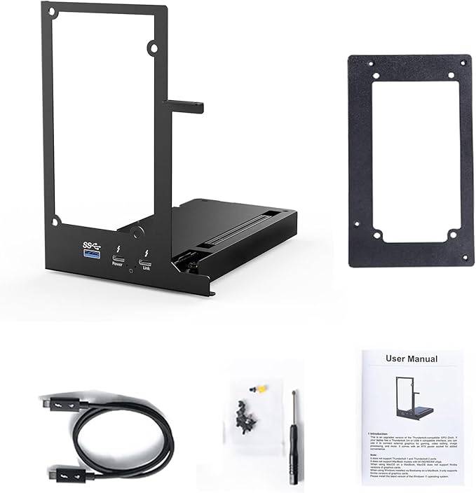 Portable eGPU Enclosure Compatible with Thunderbolt 3/4,USB4 PD 85W Charging,Daisy Chain Support,External GPU Dock Station 40Gbps Rate Support NVIDIA/AMD PCIE,DC/SFX/ATX/Flex Power Supply