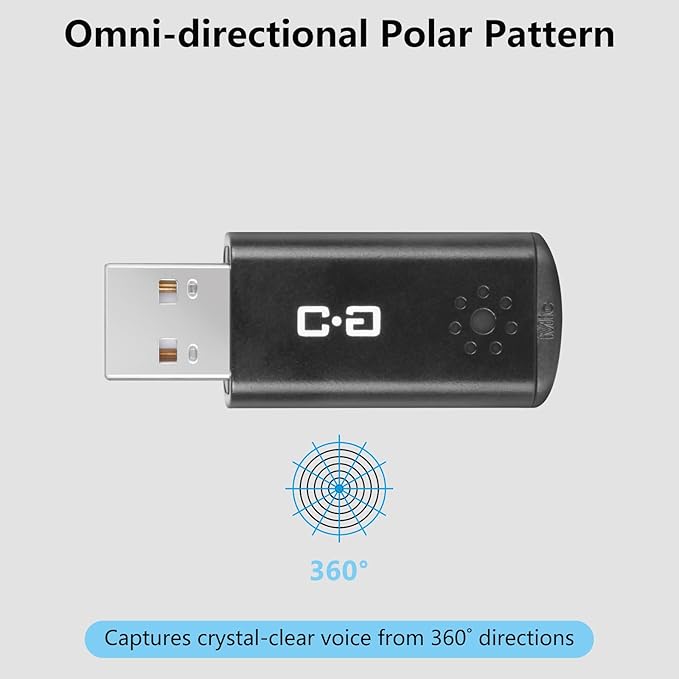 USB Microphone for Laptop and Desktop Computer, High Sensitivity for Clear Call, Plug-and-Play, High Gain, Cordless Mini-Sized Portable, Ideal for Work & Study