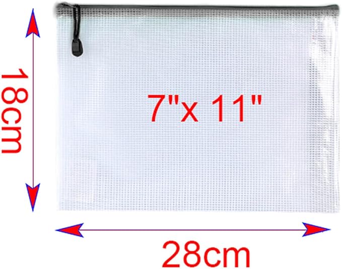 Oaimyy-20 PCS-Mesh Zipper Pouch, Plastic Zip File Folders Puzzle Bags Large Reusable Zipper Pouches for Organizing Classroom Board Game Organization,Home Storage-(Black, 7"x 11")