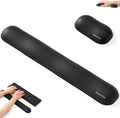 UnivoColors Design-Wave Set of Wrist Rest,Artificial Sheepskin+Memory Foam+Ergonomic+Anti-Slip Gel, Resilience Support During Work and Gaming,Keyboard Accessory,Black