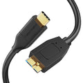 CableCreation 1FT*2 USB C to Micro B Cable,10Gbps Speed External Hard Drive Braided,USB 3.1 Type C to Micro B Work for iPhone 15/16,Seagate WD Westgate My Passport,MacBook Pro,iPad/Tablet,Black