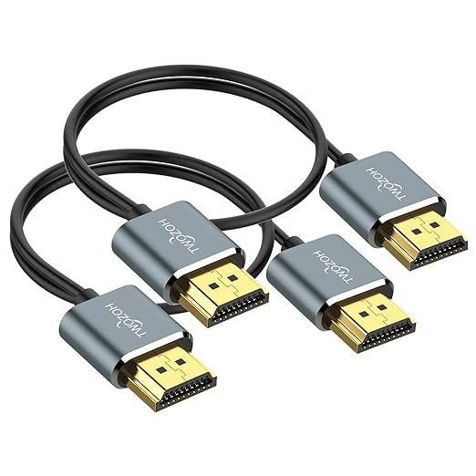 Twozoh Flexible & Slim Long HDMI Cable 30FT 2 Pack, Ultra Thin HDMI Cord Supports High Speed 4K@60Hz 18gbps 2160P/1080P