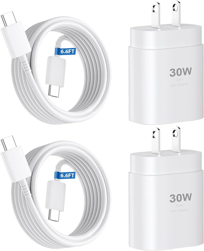 30W Phone 16 15 Charger Fast Charging,USB-C Wall Fast Charger Block Adapter with 6.6Ft USB C to C Fast Charging Cable Cord for Phone 16 15 Pro/16 15 Pro Max/15 Plus,Pro 12.9,Samsung Galaxy S24 Ultra