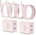Super Fast Samsung Charger Type C,45W Dual Port USB C Fast Charger Block [2-Pack] & Extra Long 60W 3/6/6/10FT USB C Cable - PD Quick Charging 3.0 for Samsung Galaxy S25 Ultra/S24+/S23 iPhone 16