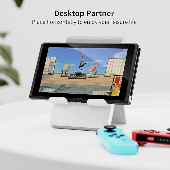 SAIJI Adjustable Tablet Stand Holder Portable Foldable Desktop Stand Dock Compatible for iPad, iPhone, Nintendo Switch, Samsung Galaxy and Kindle Fire Tablets – Gray