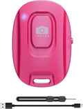 MAIRAN Rechargeable Wireless Camera Remote Shutter for iPhone and Android Smartphones, Bluetooth Phone Remote Control,Selfie Button for Photos and Videos Charging Cable Included-Pink