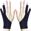 Drawing Glove, Artist Glove for Drawing Tablet, iPad, Digital Art Creation - Palm Rejection, Exposed Fingertip, Suitable for Left and Right Hand - L, Pack of 2