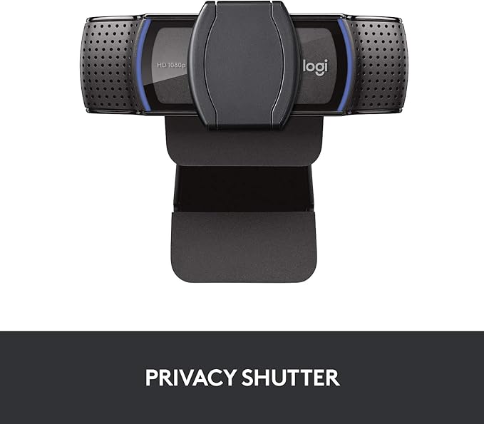 Logitech C920S HD Pro Webcam, Full HD 1080p/30fps Video Calling, Clear Stereo Audio, Light Correction, Privacy Shutter, Works with Skype, Zoom, FaceTime, Hangouts, PC/Mac/Laptop/Tablet/XBox - Black