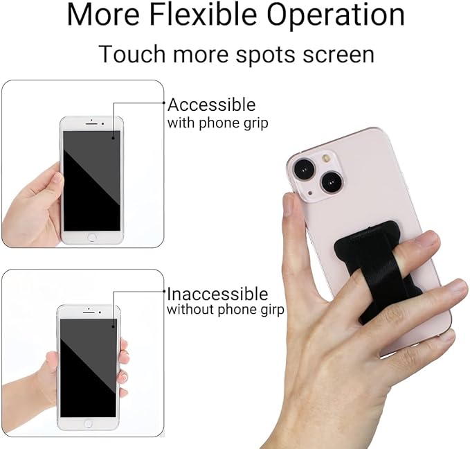 Universal Phone Grip for Smartphones - Phone Holder for Hand for Back of Phone - Wireless Charging Compatible (Black Red) - 2Pack