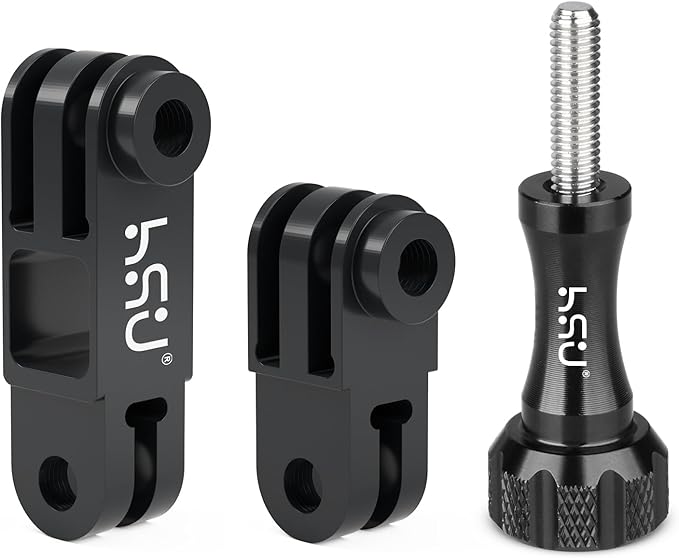 HSU Aluminum Alloy Metal Adjust Arm Straight Joints Mount, Long and Short Vertical Direction Straight Joints Mount for Gopro Hero 13 12 11 10 9 8 7 6 5, AKASO Campark and Other Action Cameras (Black)