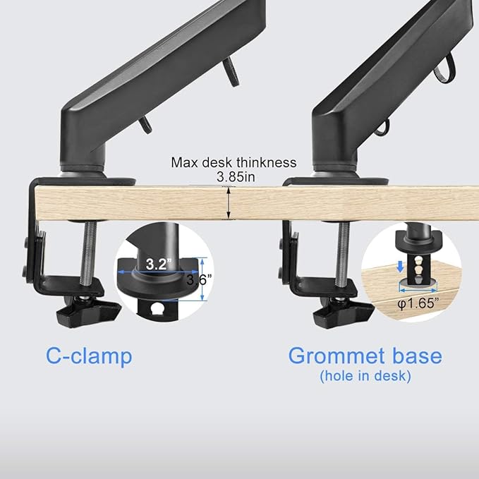 Suptek Monitor Mount Gas Spring Monitor Arm Desk Mount Fully Adjustable Fits 17 20 22 23 24 26 32 inch Monitors Weight Capacity up to 22 lbs