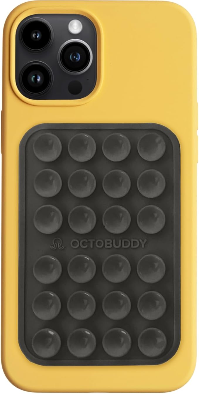 Classic MAX - Silicone Suction Phone Case Adhesive Mount - Hands-Free, Strong Grip Holder for Selfies and Videos - iPhone and Android Compatible - 2.6″ x 3.9″, Black Oyster