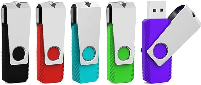 Aiibe 128GB USB 3.0 Flash Drive 5 Pack - 128GB Thumb Drive Multi Pack (128G, 5 Mixed Colors: Black, Red, Cyan, Green, Purple)