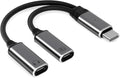USB C Splitter，2 in 1 USB C Headphone and Charger Adapter Audio Dongle Cable with PD 100W for iPhone 16 15 Pro Max, Pixel 9 8 7, Galaxy S24 S23 S22, iPad Pro