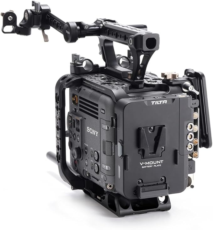 Tilta Camera Cage Compatible with Sony BURANO | Arri Rosettes, 1/4"-20 and 3/8"-16 Threads | w/Top Handle, Left/Right Side Arm, Battery Plate (Advanced Kit - V Mount)