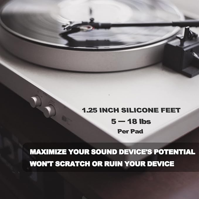 1.25" Silicone Hemisphere Bumpers Isolation Feet Rubber Non-Skid Speaker Pads with Adhesive Record Player Audio Isolation Pads for Small Speaker Spikes,Turntable,Amplifiers,Subwoofer,Monitors,Decks