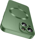 Magnetic for iPhone 14 Plus Case [Compatible with MagSafe][Built-in Camera Lens Protector] Slim Soft Silicone Bumper Shockproof Metallic Luster Phone Case (Green)