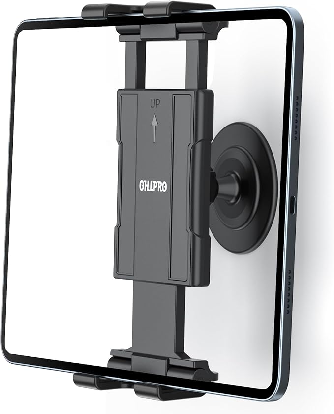OHLPRO Tablet Wall Mount Holder for iPad, 360° Adjustable Swivel No-Drill 3M Adhesive Stand for Kitchen Compatible with 5-13 Inch Smartphones iPads Samsung Tab Fire HD Kindle & More Devices