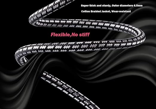 Aux Cord, Audiophile 3.5mm Stereo Audio Cable [1m (3.2 Feet), Silvered-Plated Copper core], Unbreakable and Great for Phone, Laptop, Tablets, Headphones, Cars and More
