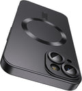 Magnetic for iPhone 13 Case [Compatible with MagSafe][Built-in Camera Lens Protector] Slim Soft Silicone Bumper Shockproof Metallic Luster Phone Case (Black)