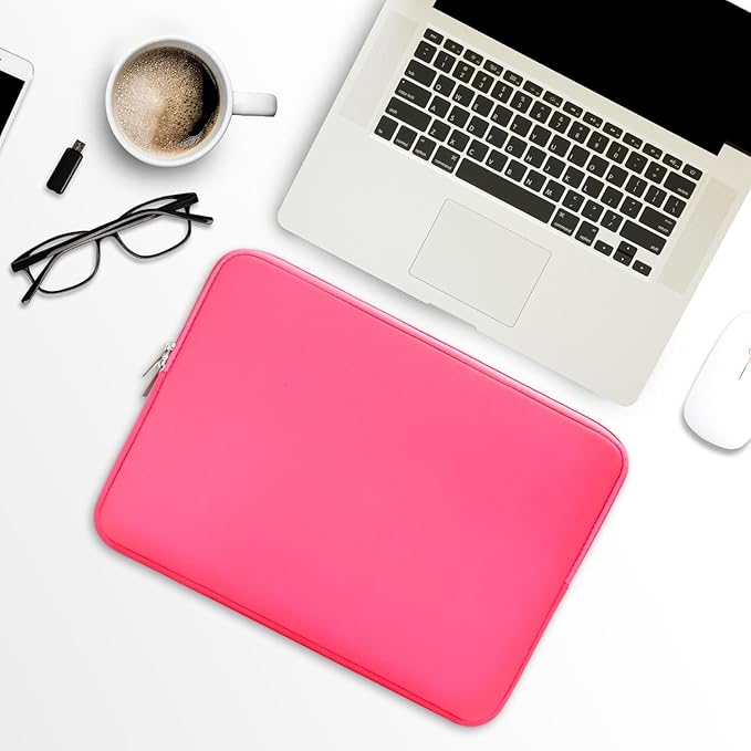 RAINYEAR 14 Inch Laptop Sleeve Protective Case Soft Lining Padded Zipper Cover Carrying Bag Compatible with 14" Notebook Computer Tablet Ultrabook Chromebook (Bright Pink, Upgraded Version)