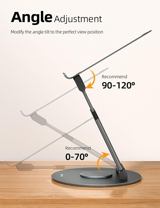 Nulaxy Telescopic 360 Rotating Laptop Stand for Desk Adjustable Height Swivel Pull Out Design Ergonomic Laptop Riser Standing Desk Converter Fits All 10-17" Laptops Computer MacBook, Gray