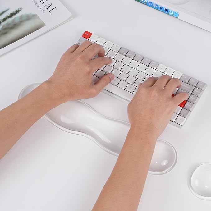 CASUCATTE-Clear Gel Wrist Rest for Keyboard - Super Non-Slip, Soft & Comfortable, Washable, Relieve Office or Gaming Wrist Pain