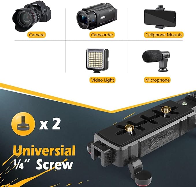 Zeadio Camera Smartphone Stabilizer, Handle Grip Handheld Video Rig, Compatibility with All Camera, Camcorder, Action Camera, DSLR and for All iPhone and Android Smartphones