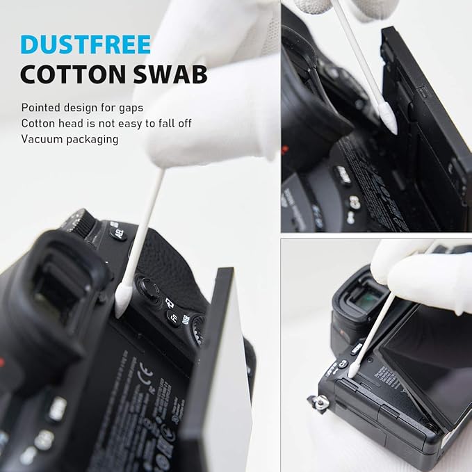 VSGO Professional Camera Cleaning Kit with Portable Bag Air Blower Lens Cleaning Pen Spray Cotton Swab Cloth Compatible for Canon, Nikon, Sony DSLR Cameras and Sensitive Electronics Bundle(VS-A3E)