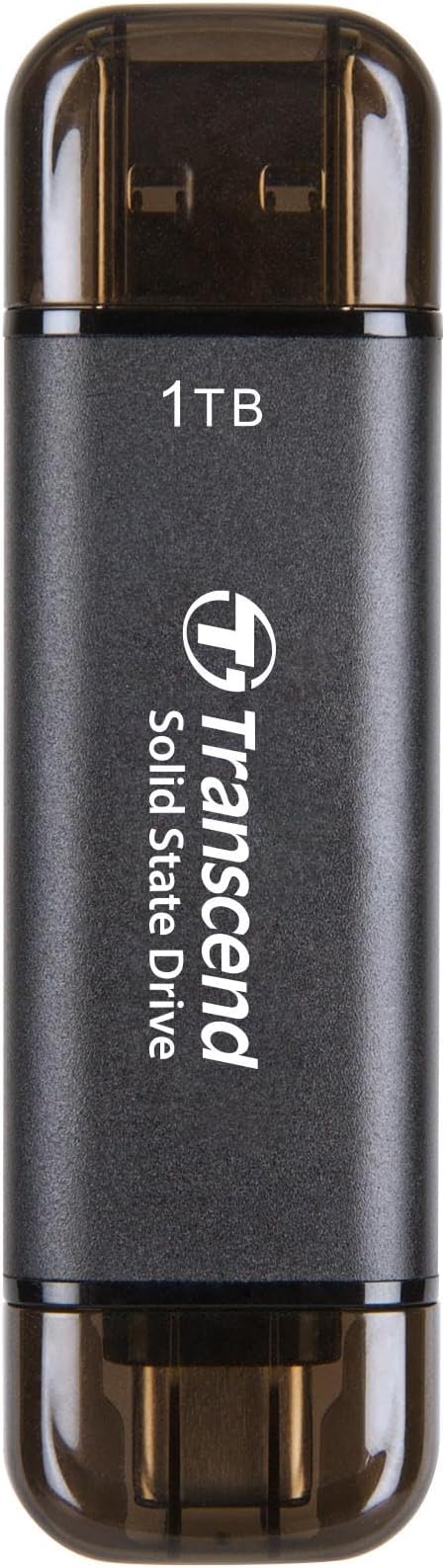 Transcend 1TB External SSD, Up to 1,050MB/s, Dual USB Hard Drive for Tesla, iPhone15,16&iPad&Mac, Steam Deck/ROG Ally/MSI Claw/Windows/Android/PS5/Smart TV, 2-in-1 Type C &A, USB 3.2 Gen2 Portable SSD