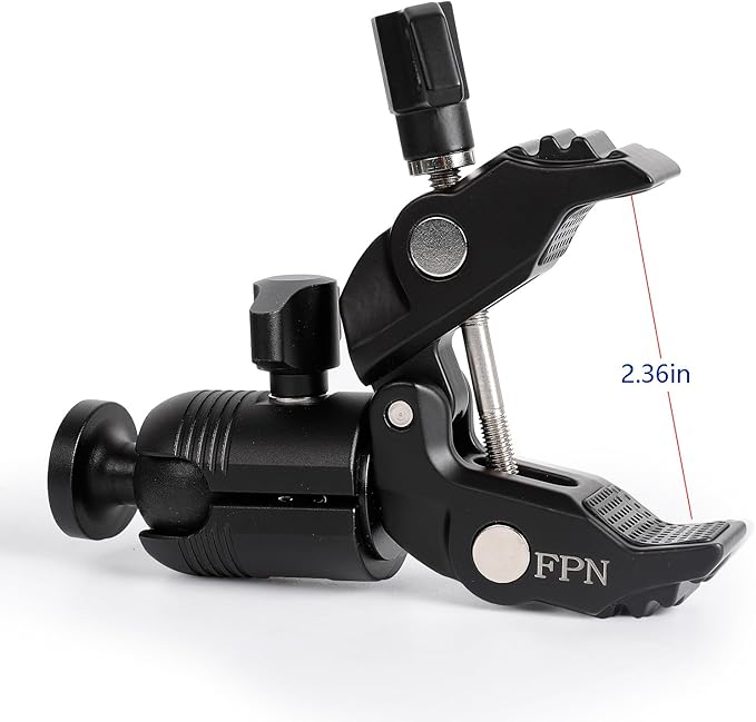 Aluminum Alloy Super Clamp Camera Mount with 360° Ball Head for Bike/Motorcycle Handlebar Pole Tripod Rod 0.5-2.0" Diameter, Compatible with GoPro, Insta360 X5 X4, DJI Osmo Action 5 Pro, Pocket 3