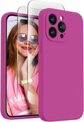 FireNova Designed for iPhone 15 Pro Case, Silicone Upgraded [Camera Protection] Phone Case with [2 Screen Protectors], Soft Anti-Scratch Microfiber Lining Inside, 6.1 inch, Shocking Pink