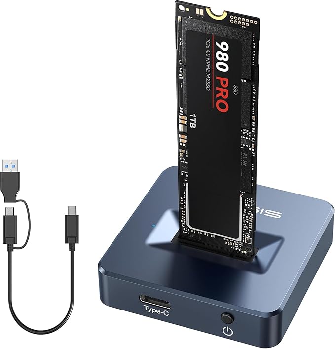 ACASIS NVME SSD Reader Adapter, Aluminium Alloy Housing Fast Heat Dissipation, NVME to USB Docking Station, M.2 SSD to USB Adapter 10Gbps, Support M.2 (M Key) NVMe SSD and (B+M Key) SATA-Based SSD