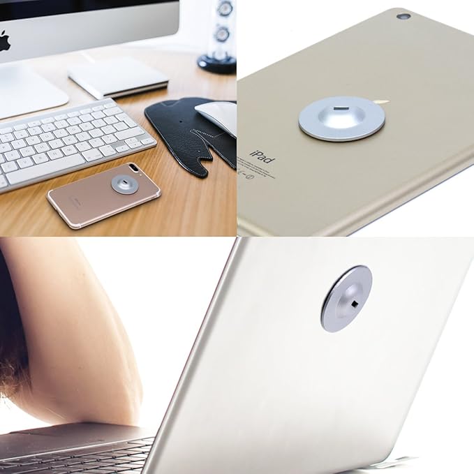 I3C Anchor Plate Adhesive Security Plate, Laptop Lock Plate with Slot, Universal Lock Plate for Laptop, Monitor, Smart Phone,Tablet, Other Electronic Products (Silver 4 Pack)