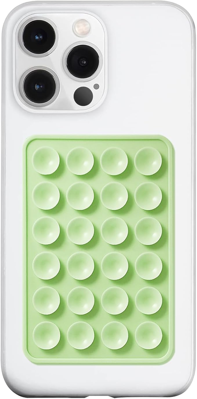 Silicone Suction Phone Case Mount, Silicon Adhesive Phone Accessory for Smartphones, Hands-Free Mirror Shower Phone Holder for Selfies, Tiktok Videos (Green)