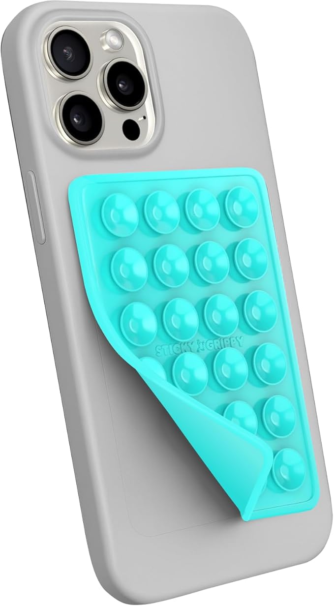 Suction Phone Case Mount, Sillicon Adhesive Phone Accessory for iPhone and Android, Hands-Free Fidget Toy Mirror Shower Phone Holder, Tiktok Videos and Selfies (Blue)