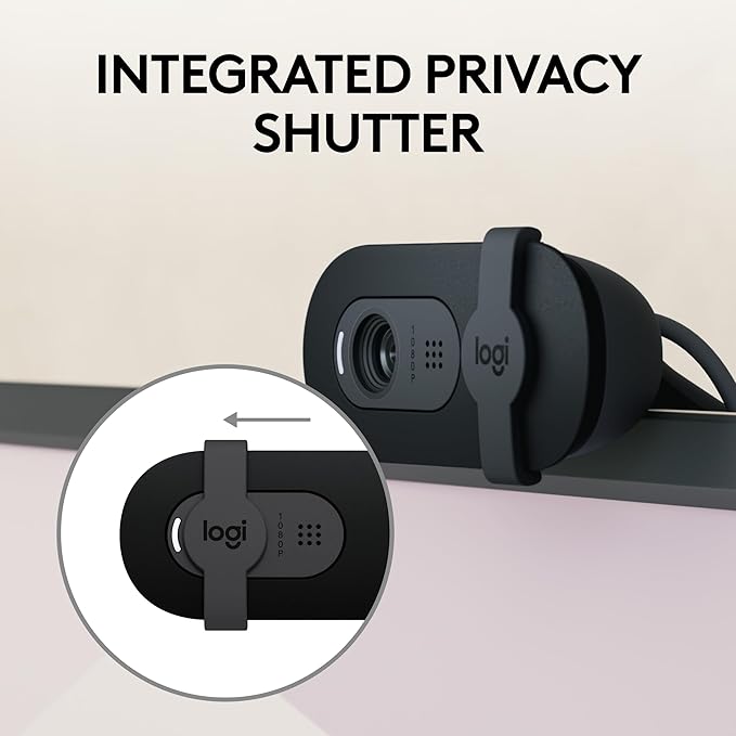 Logitech Brio 101 Full HD 1080p Webcam for Meetings, Streaming, Desktop, Laptop, PC - Built-in Mic, Shutter, USB-A, Teams, Zoom - Black