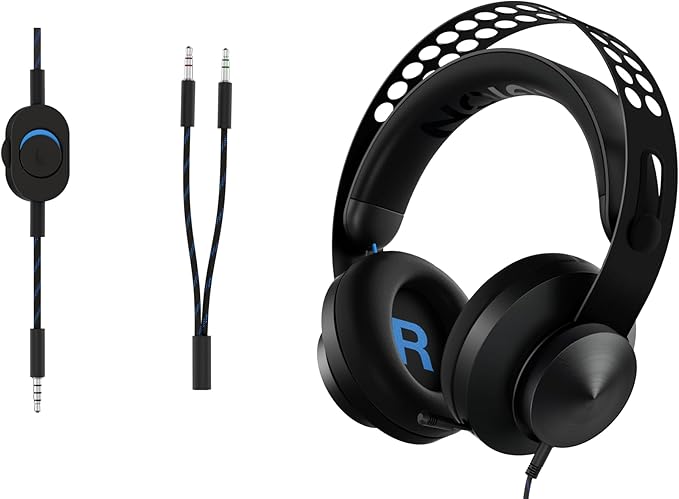 Lenovo Legion H300 Stereo Gaming Headset, Noise-Cancelling Mic, Memory Foam & PU Leather Earcups, Stainless Steel Headband, PC, PS4, Xbox One, Nintendo Switch, Mac, GXD0T69863, Black