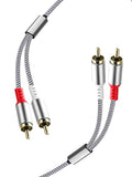 2RCA to 2RCA Cable 2 RCA Male Hi-Fi Systems Audio Stereo Subwoofer Cable Nylon-Braided Auxiliary Audio Cord for Home Theater HDTV Amplifiers Hi-Fi Systems Speakers and etc 6.6Ft Silver