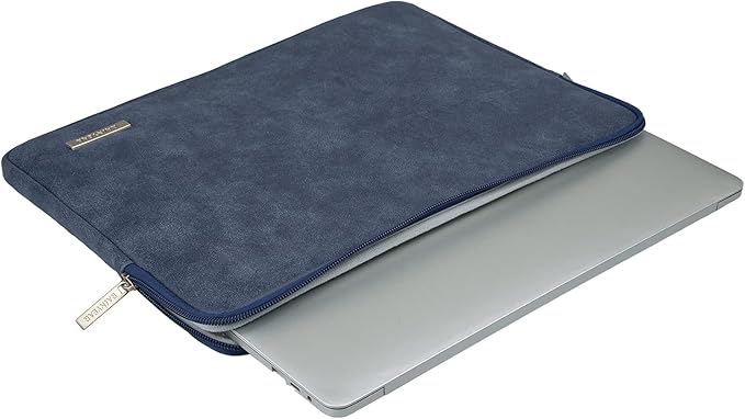 RAINYEAR 13 Inch Laptop Sleeve PU Suede Leather Case Protective Cover Water Resistant Bag Compatible with 13.3 Notebook Computer Chromebook,14" MacBook M1 M2 M3 M4,13.5 Surface Laptop(Deep Blue)