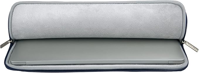 RAINYEAR 16 Inch Laptop Sleeve PU Suede Leather Case Protective Padded Cover Water Resistant Carrying Bag Compatible with 16" MacBook Pro/Max A2780 A2991 A3403 A3186 A2141 A2485 (Deep Blue)